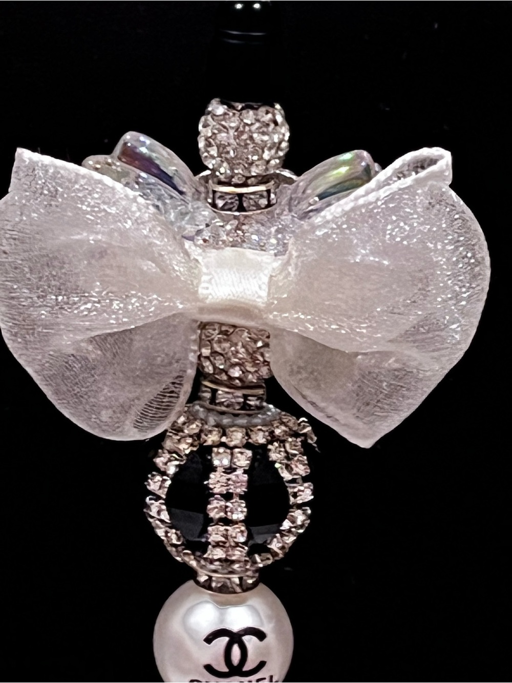 Hand crafted Designer Inspired silver and black bow decor fancy beaded pen - Picture 14 of 14